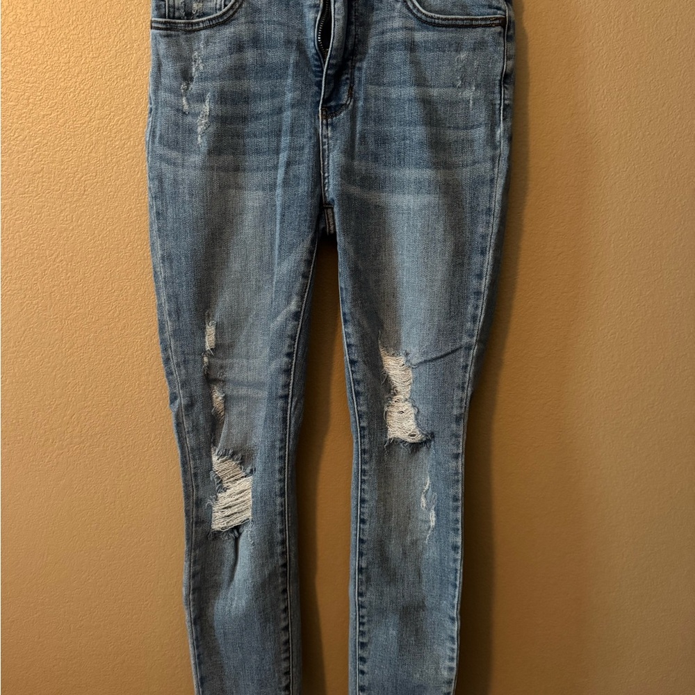 Judy Blue Light Blue Distressed Skinny Jeans
